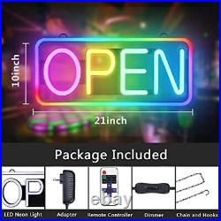 Led Open Sign, 21×10 inch Neon Open Sign with Remote, Color Changing 2110 RGB