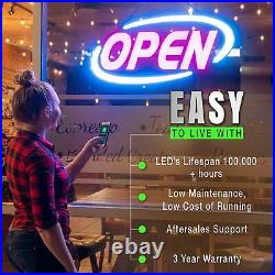Led Open Sign Business Neon Flash Store Signs Programmable App 15x32 Inch Bright