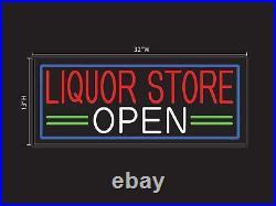 Liquor Store Open Neon Sign for Retail LED Flex Neon 32W x 13H x 1D