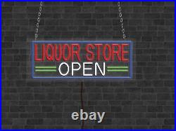 Liquor Store Open Neon Sign for Retail LED Flex Neon 32W x 13H x 1D