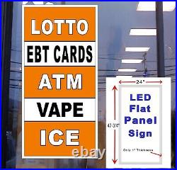 Lotto, EBT Cards, Vap e Ice 48x24 Led Window Sign retail store sign