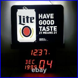 MILLER LITE Electronic Legal Age Calendar LED Clock Sign Man Cave Bar Store NEW