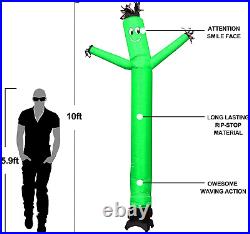 MOUNTO 10Ft Inflatable Dancer Waving Tube Man Puppet for Store Sign (Green)