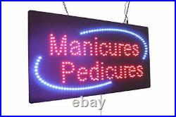 Manicures Pedicures Sign TOPKING Signage LED Neon Open Store Window Shop Busi