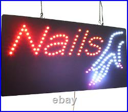 Nails Hand Sign, Signage, LED Neon Open, Store, Window, Shop, Business, Display