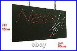 Nails Hand Sign TOPKING Signage LED Neon Open Store Window Shop Business Disp