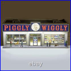 O Gauge Prelit LED Lighted Logo Sign 9 Figures Dog Mail Box Piggly Wiggly Store