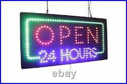 Open 24 Hours Sign, Signage, LED Neon Open, Store, Window, Shop, Business