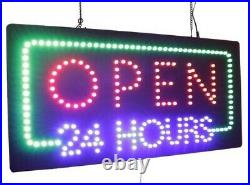 Open 24 Hours Sign, Signage, LED Neon Open, Store, Window, Shop, Business 12X24