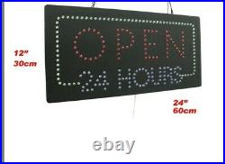Open 24 Hours Sign, Signage, LED Neon Open, Store, Window, Shop, Business 12X24