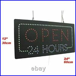 Open 24 Hours Sign, Signage, LED Neon Open, Store, Window, Shop, Business, Grand