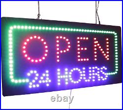 Open 24 Hours Sign, TOPKING Signage, LED Neon Open, Store, Window, Shop, Grand