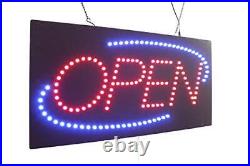 Open Sign 24 with Blue Oval, TOPKING Signage, LED Neon Open, Store, Window