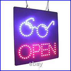 Open With Eyeglasses Sign, Signage, LED Neon Open, Store, Window, Shop, Display