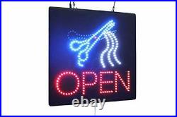 Open with Scissors Sign, Signage, LED Neon Open, Store, Window, Shop