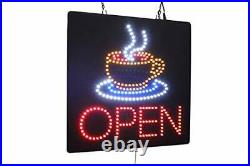 Open with a Coffee Mug Sign, Signage, LED Neon Open, Store, Window