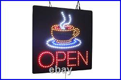 Open with a Coffee Mug Sign, TOPKING Signage, LED Neon Open, Store, Window, Gift