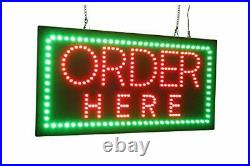 Order Here Sign, Signage, LED Neon Open, Store, Window, Shop, Business