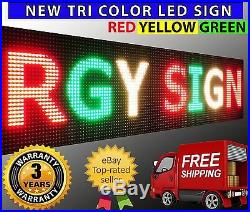 Outdoor 25 x 63 Led Sign Red Green Yellow Scrolling Programmable Store Signs