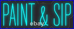 Paint Sip Sky Blue 24x10 inches Neon LED Sign Decor Wall Lights Brighten Store