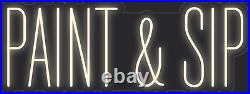 Paint Sip Warm White 36x14 inches Neon LED Sign Decor Wall Lights Brighten Store