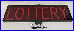 Pro-Lite LOTTERY Lighted Red LED Sign 27 X 8 Gambling Retail Store Man Cave