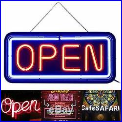 Real Glass Bright NeonNOT LED Open Sign 24x11 Shop Store Beer Café Bar Resta