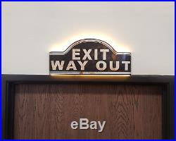 Rustic Metal Marquee EXIT WAY OUT Light Up Store Theater led Vintage Style Sign