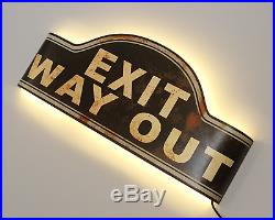 Rustic Metal Marquee EXIT WAY OUT Light Up Store Theater led Vintage Style Sign