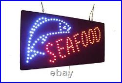 Seafood Sign, Signage, LED Neon Open, Store, Window, Shop, Business, Display