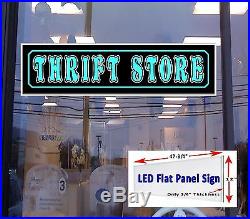THRIFT STORE Led illuminated window sign 48x12 New Flat Panel Led design