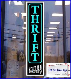 THRIFT STORE vertical Led illuminated window sign 48x12 flat panel Led sign
