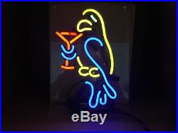 TN172 Parrot Cocktail Happy Hour Beer Decor Bed Store Neon Light Sign LED 13x9