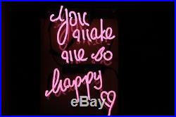 TN217P You Make me so happy Pink Text Decor Bed Store Neon Light Sign LED 15x13