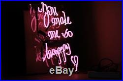 TN217P You Make me so happy Pink Text Decor Bed Store Neon Light Sign LED 15x13