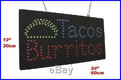 Tacos Burritos Neon Sign LED Open Sign Store Sign Business Sign Window Sign