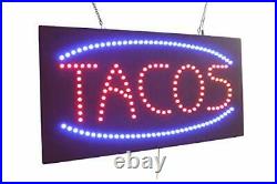 Tacos Sign, Signage, LED Neon Open, Store, Window, Shop, Business, Display