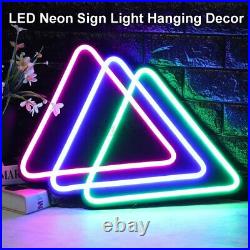 Triangle LED Neon Sign Light Hanging Party Store Visual Artwork Lamp Wal