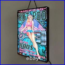 US Stock American Hot Rod LED Neon Light Sign Bar Store Pub Wall Decor