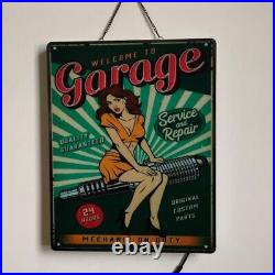US Stock Welcome To Garage LED Neon Light Sign Bar Store Pub Wall Decor