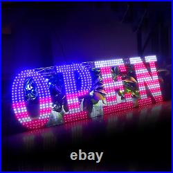 USA Flag Open Sign, 40X14 Large Led Open Sign, Open Sign for Business with Han