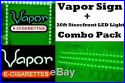 Vapor Store Window Sign LED Light + 20ft Green Storefront LED Light Smoke Shop