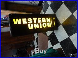 WESTERN UNION Light Up LED Store Advertising Sign Double Sided 12 x 36
