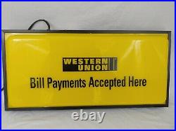WESTERN UNION Light Up LED Store Advertising Sign Double Sided 25.5 x 12