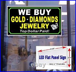 We Buy Gold Diamonds Jewelry LED light box Window Store Sign 48x24 Bright Leds