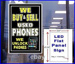 We Buy & Sell Used Phones unlock Phones Led window light box store sign 48x24