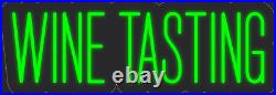 Wine Tasting 24x9in. Green Neon LED Sign Decor Wall Lights Brighten Store