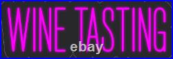 Wine Tasting 24x9in. Hot Pink Neon LED Sign Decor Wall Lights Brighten Store