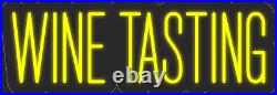 Wine Tasting 24x9in. Yellow Neon LED Sign Decor Wall Lights Brighten Store