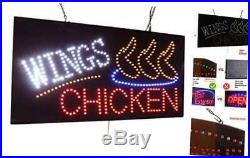 Wings Chicken Sign, Signage, LED Neon Open, Store, Window, Shop, Business, Disp